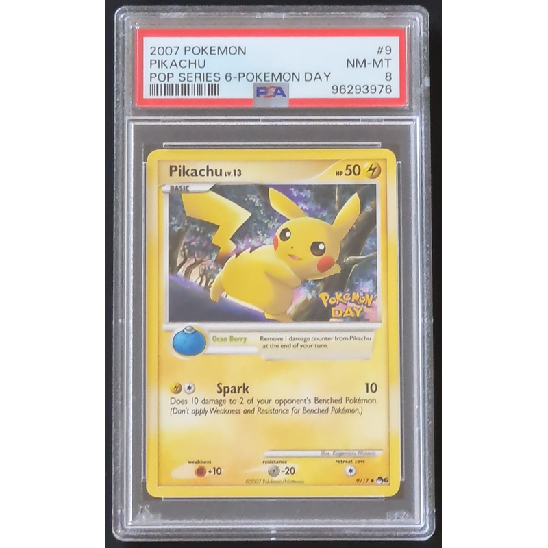 Pokemon Pop Series 6 Pikachu #9/17 PSA 8 Pokemon Day Stamp Non-Holo Promo Card