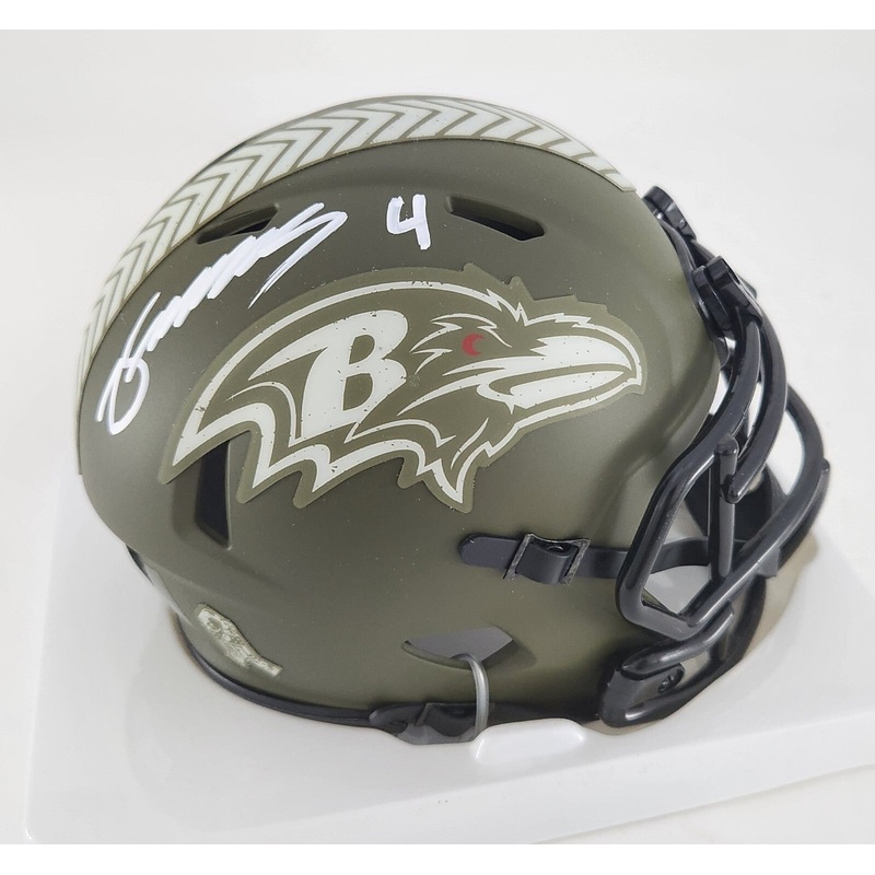 Ravens WR ZAY FLOWERS Signed Riddell SALUTE Speed Mini Helmet AUTO – BAS