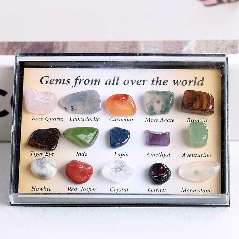 Set of 15 Healing Crystal Natural Gemstone Reiki Chakra Collection Kits FAST