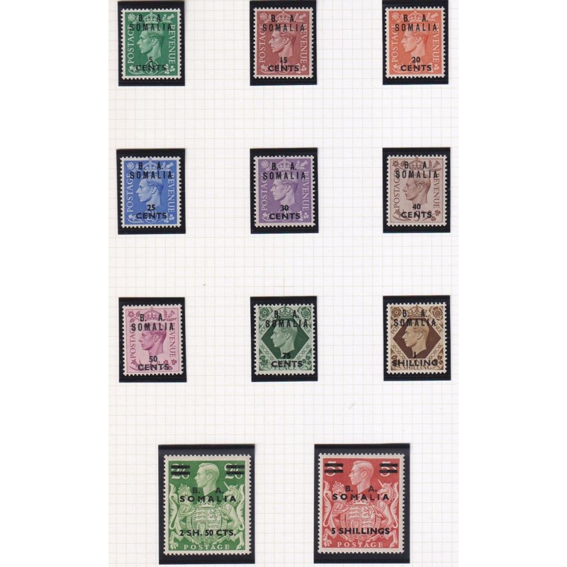 SOMALIA B A  1950 SET SUPERB UNMOUNTED MINT