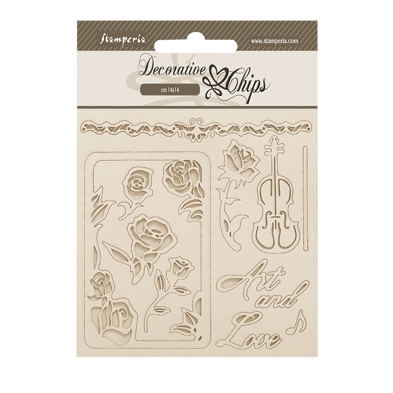 Stamperia Venice City of Art Decorative Chips Roses and Frame