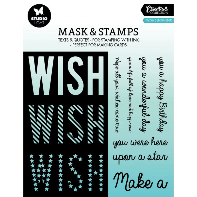 Studio Light Mask & Stamp Wish Sentiments Essentials 155x155x3mm 8 PC nr.03