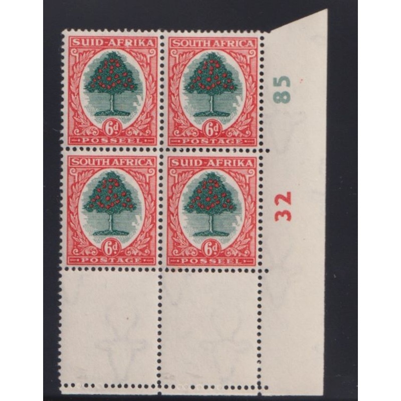1950 6d  CYLINDER  BLOCK  UM BLOB ON ‘R’ TOP LEFT STAMP- SACC 118