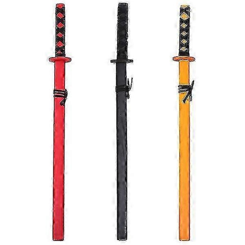 3pcs Wooden Katana Sword Cosplay Prop, Japanese Sword Toy for Kids