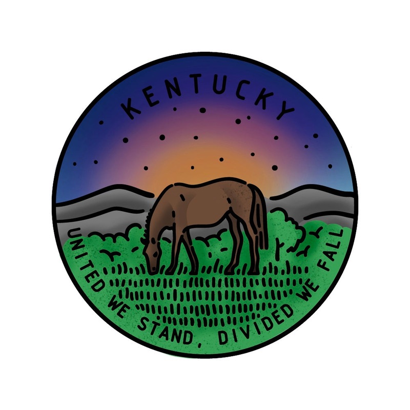 50 States Circles – 2×2 Stamp Set – Kentucky