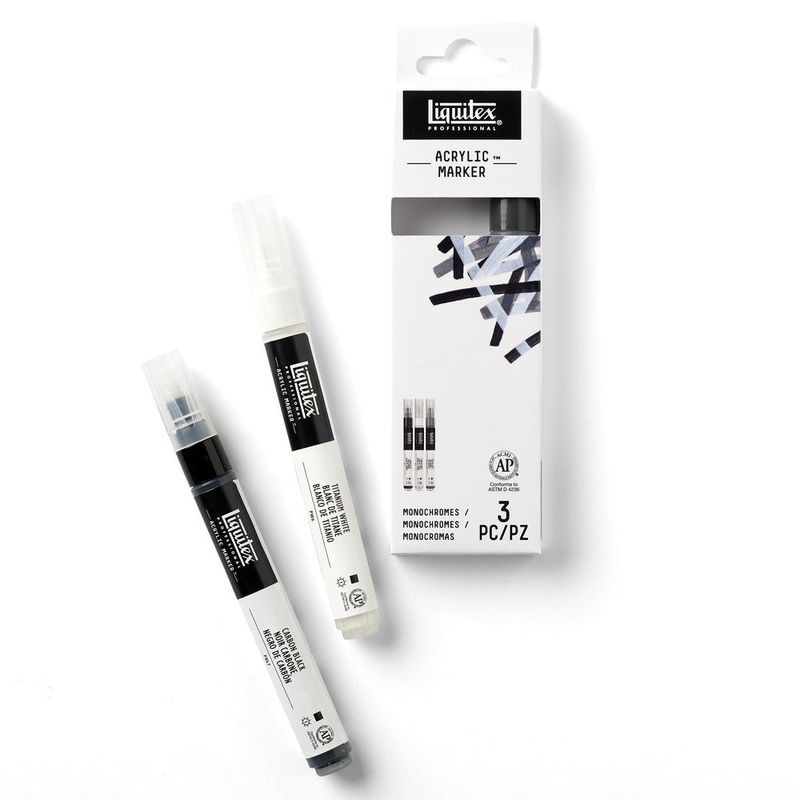 Liquitex Acrylic Marker Set, Fine – Monochromes (3 Pack)