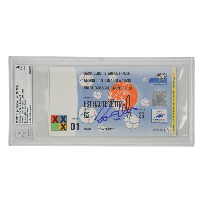 Ronaldo Nazario Signed 1998 World Cup Debut Match Ticket – BGS Authentic