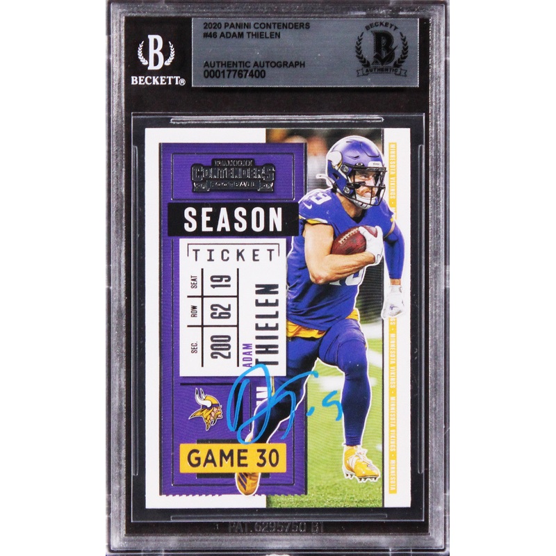 Vikings Adam Thielen Authentic Signed 2020 Panini Contenders #46 Card BAS Slab