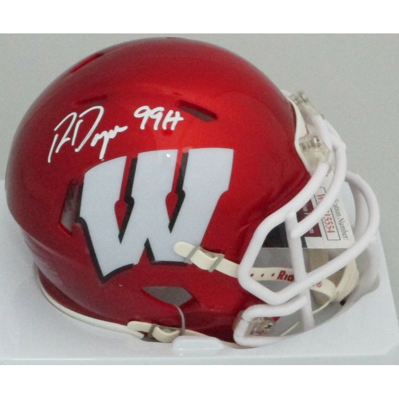 WI Badgers RON DAYNE Signed Riddell FLASH Mini Helmet AUTO w/ ’99 Heisman JSA