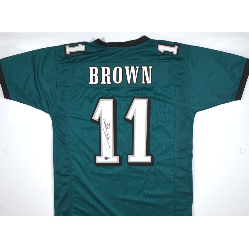 AJ Brown Autographed Green Pro Style Jersey-Beckett W Hologram *Black