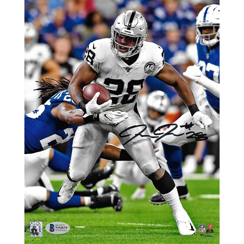 Josh Jacobs Autographed Las Vegas Oakland Raiders 8×10 Beckett Witnessed #1