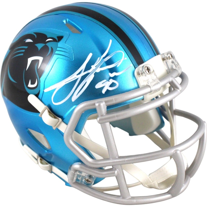 Julius Peppers Autographed Carolina Panthers Flash Mini Helmet Beckett WIT 51766