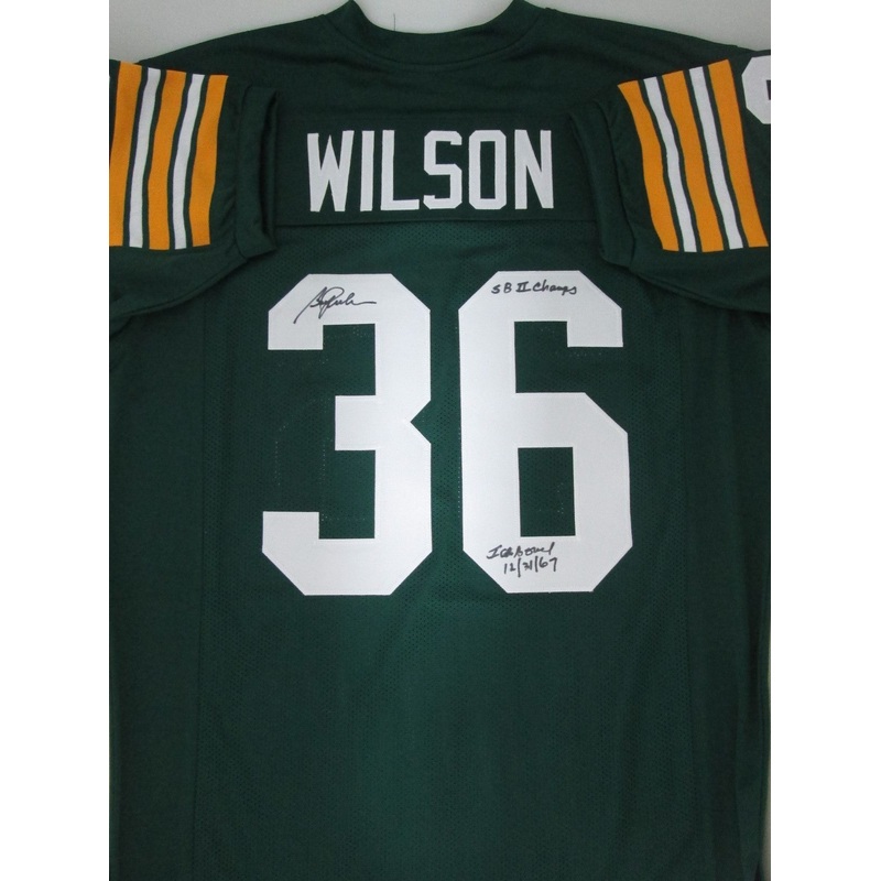 Packers BEN WILSON #36 Signed Custom Green Jersey AUTO w/ SB II Chmps & Ice Bowl
