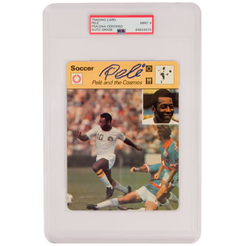 Pele Signed New York Cosmos Large Soccer Card – PSA 9 Autograph