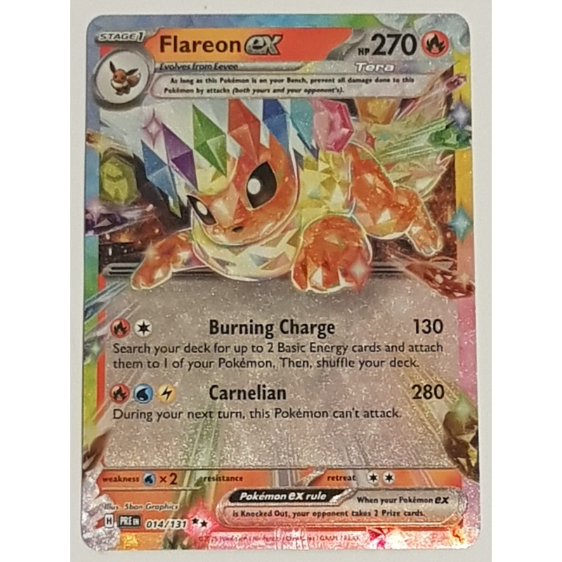 Pokemon Scarlet and Violet Prismatic Evolutions Flareon Ex #014/131 Double Rare Holo Trading Card