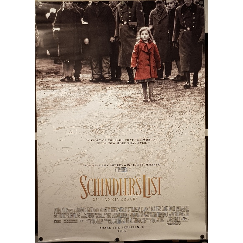 Schindler’s List 25th Anniversary Original 27×39 US 1-Sheet Movie Poster (2019)