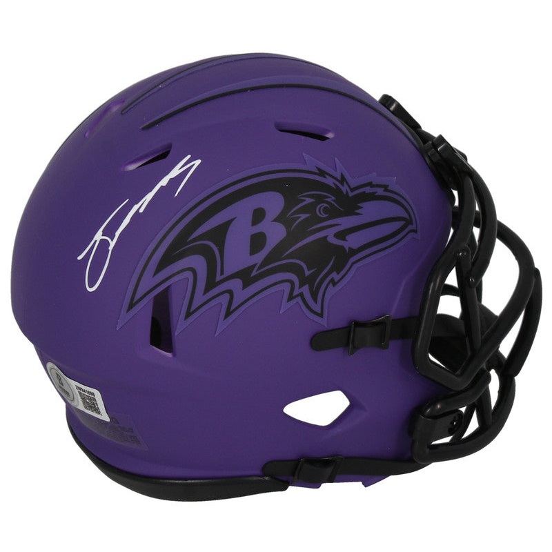Zay Flowers Autographed Baltimore Ravens ‘RAVE’ Mini Speed Helmet Beckett