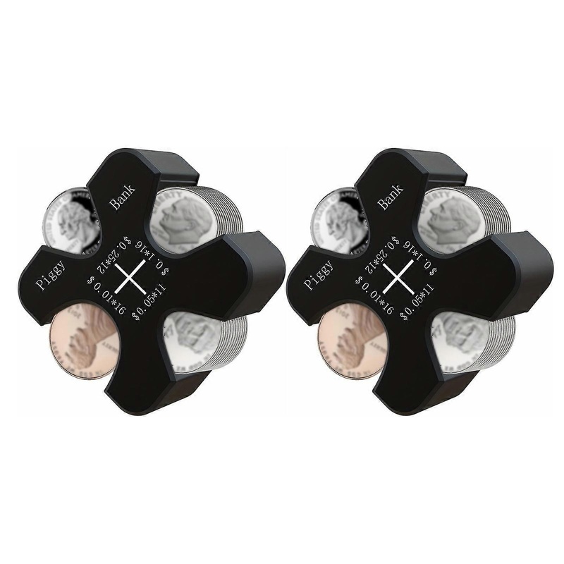 2Pcs Portable Coin Holder Large Capacity Clear Mark 55 Coin Storage Penny Nickel Dime Quarter Change Organizer Clip Container Birthday Gift_xi