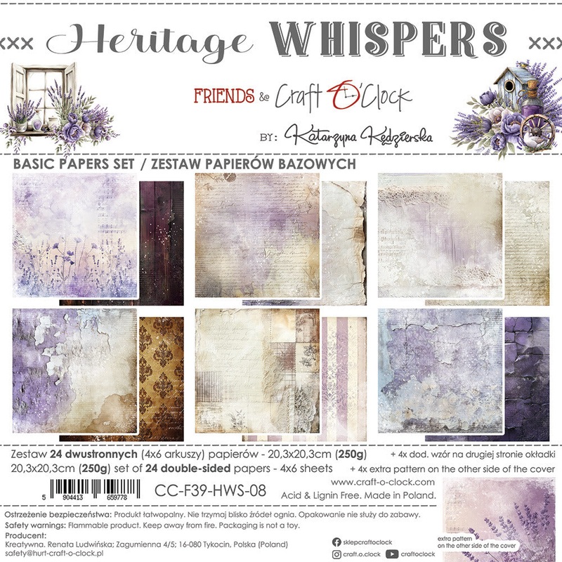 Craft O’Clock – 8X8 Basics Paper Pad, Heritage Whispers