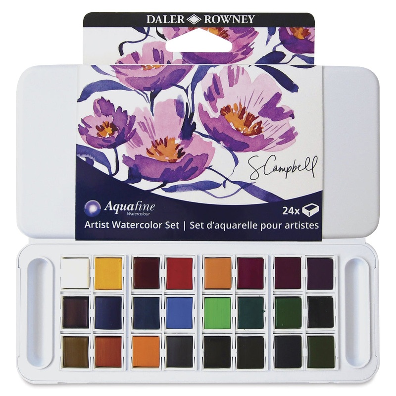 Daler-Rowney Aquafine Watercolor Half Pan Set – Shayda Campbell, Set of 24