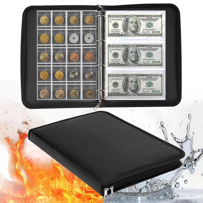 Fireproof Coin Album with 300 Pockets  36 Bill Sleeves