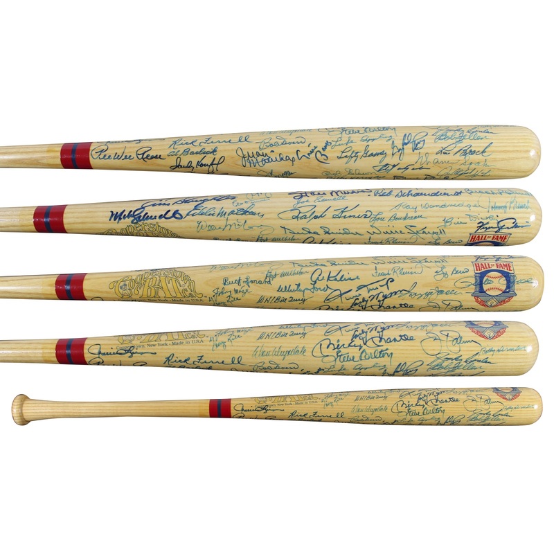 MLB HOFers (56) Mantle, Mays, Koufax, McCovey, Musial Signed HOF Logo Bat JSA