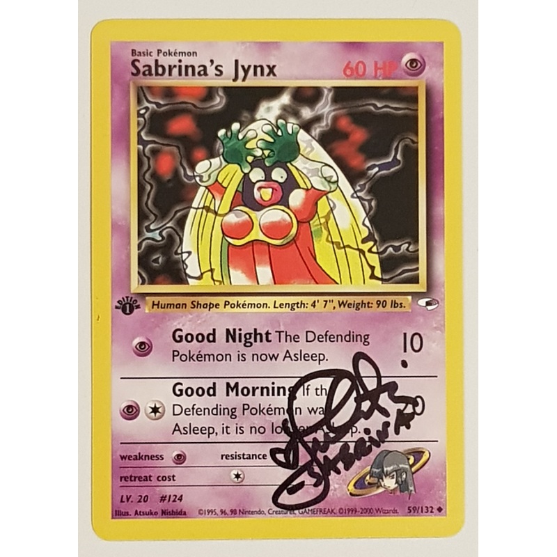 Pokemon Gym Heroes (1st Edition) Sabrina’s Jynx #59/132 Trading Card (Signed by Lisa Ortiz)