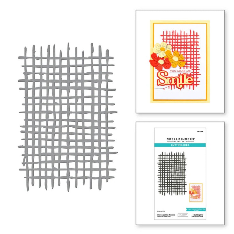 Spellbinders – Woven Lattice Texture Etched Dies from the Spotlight Frames and Florals Collection by Lisa Horton