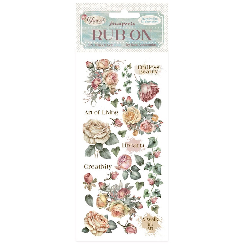 Stamperia Venice City of Art Rub-On 4×8,5 Inch Roses