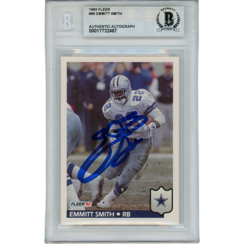 Emmitt Smith Autographed/Signed 1992 Fleer #89 Card Slab Beckett 49943
