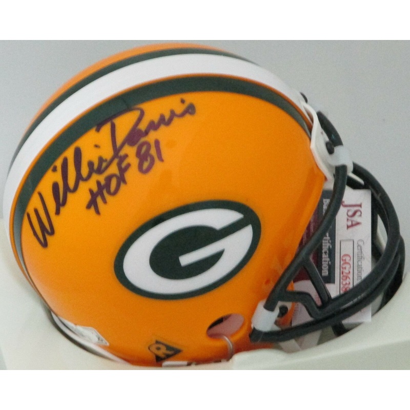 Packers WILLIE DAVIS Signed Riddell Mini Helmet AUTO w/ HOF ’81 – JSA