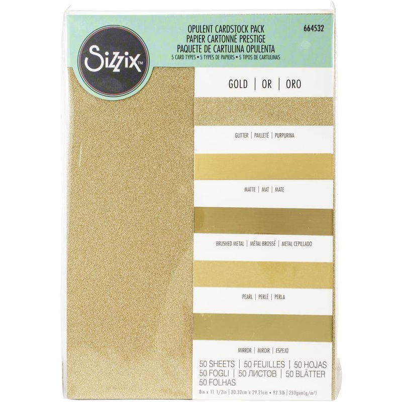 Sizzix Surfacez Opulent Cardstock Pack 8X11.5 50/Pkg Gold
