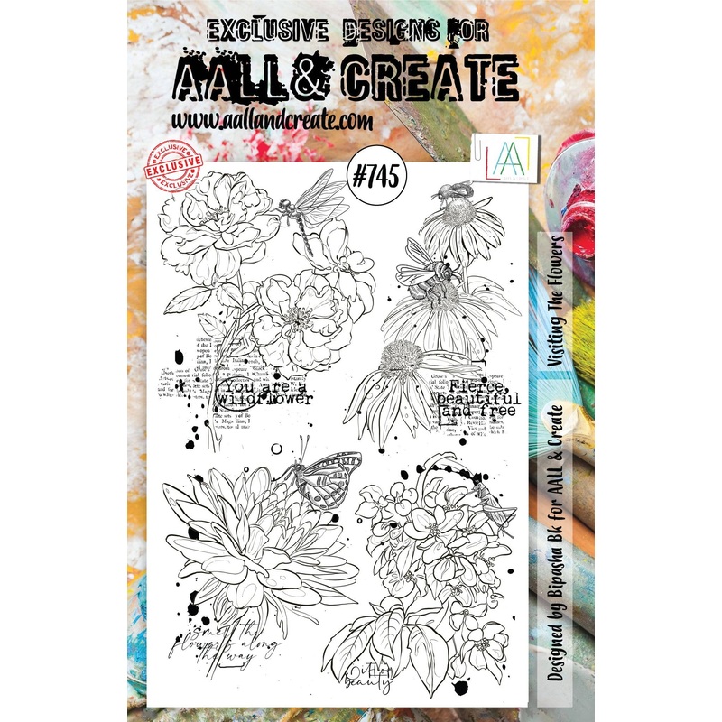 #745 – Visiting The Flowers – A5 Clear Stamp Set