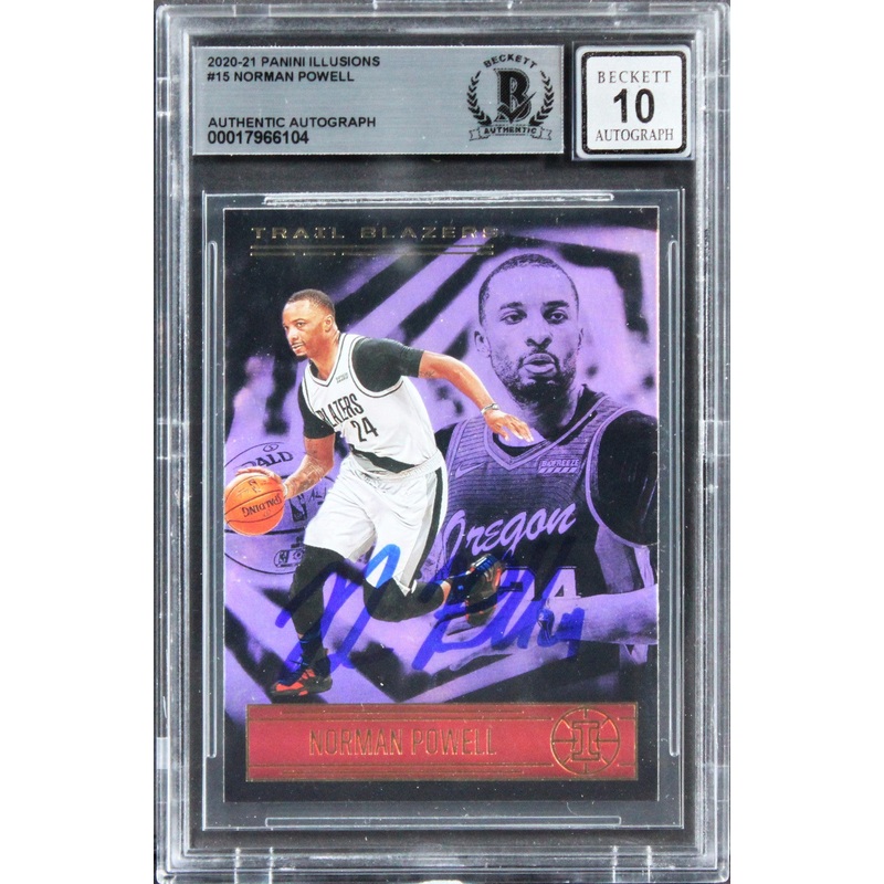 Blazers Norman Powell Signed 2020 Panini Illusions #15 Card Auto 10! BAS Slabbed