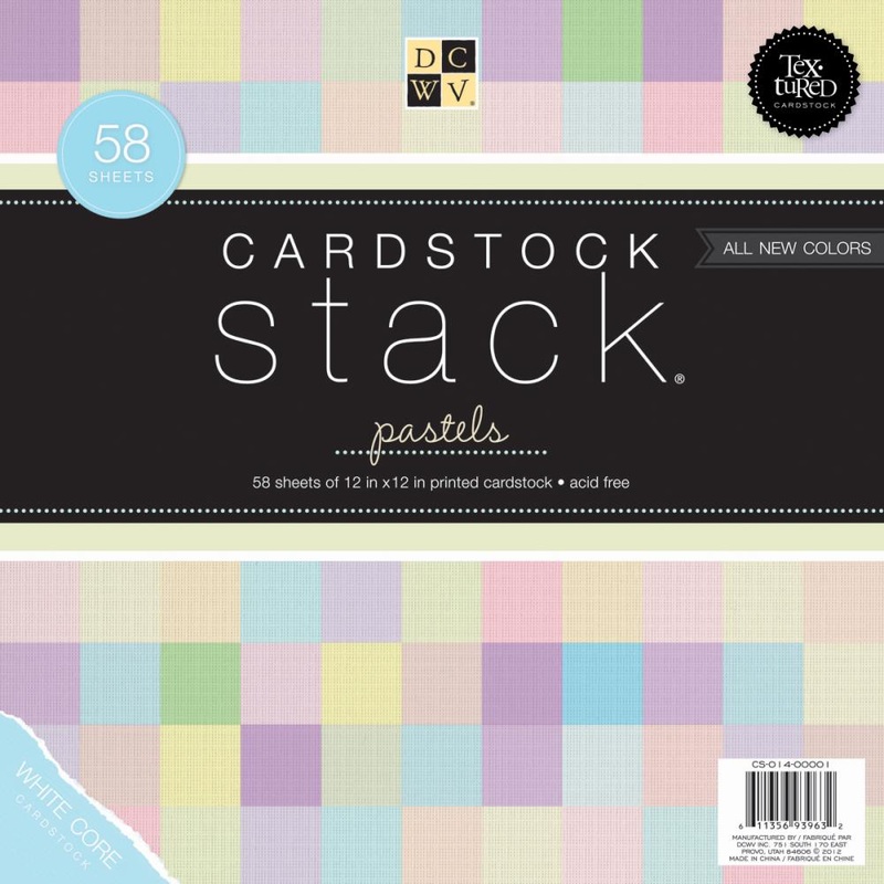 DCWV Single-Sided Cardstock Stack 12X12 58/Pkg Pastel, White Core, 29 Colors/2 Each