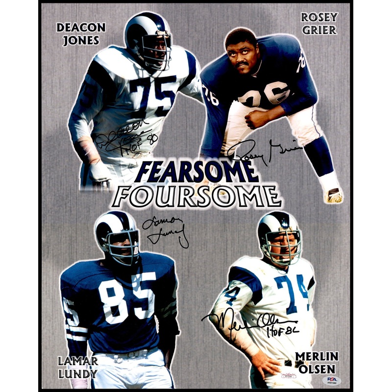 Rams Fearsome Foursome Autographed 16×20 Photo With Deacon Jones & Others PSA/DN