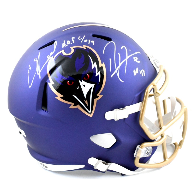 Ray Lewis Ed Reed Autographed Ravens F/S Alt 24 Speed Helmet HOF- Beckett W Holo