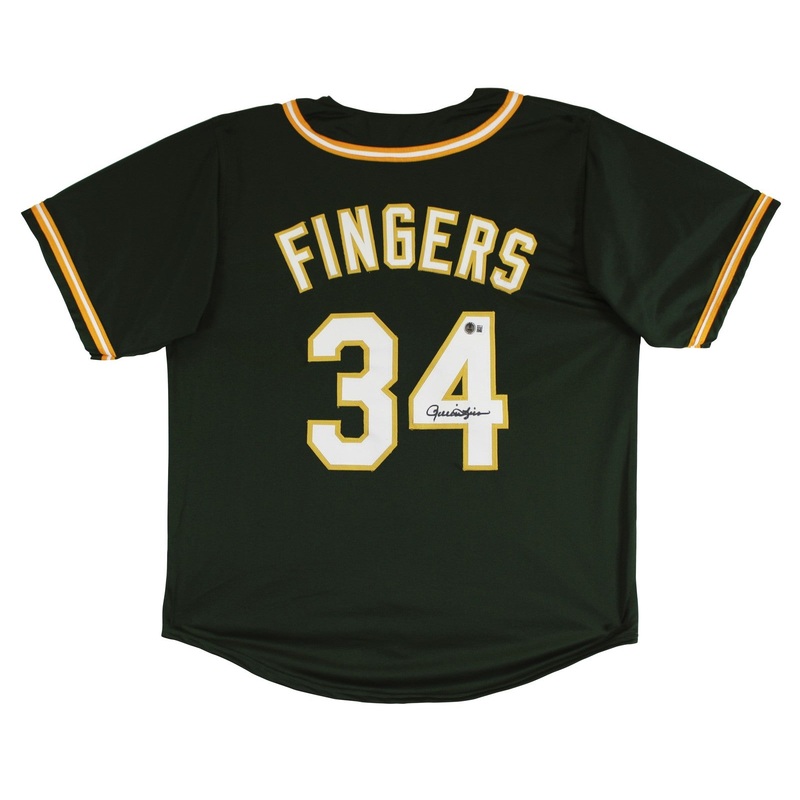 Rollie Fingers Authentic Signed Green Pro Style Jersey Autographed BAS Witnessed