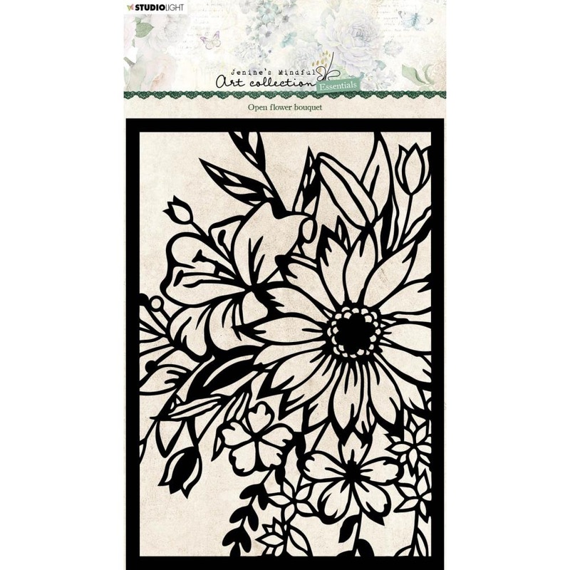 Studio Light Essentials 5.82X8.25 Stencil Nr. 77, Open Flower Bouquet