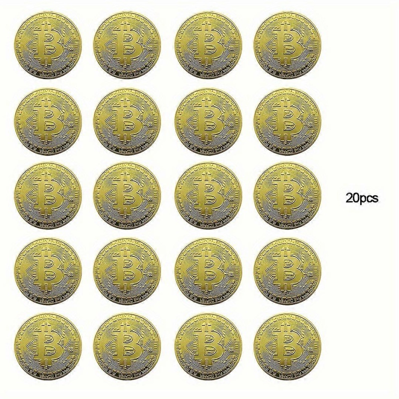 20-Pack Bitcoin Metal Collectible Coins – Ideal for Business Gifts Crafting & Memorabilia Versatile
