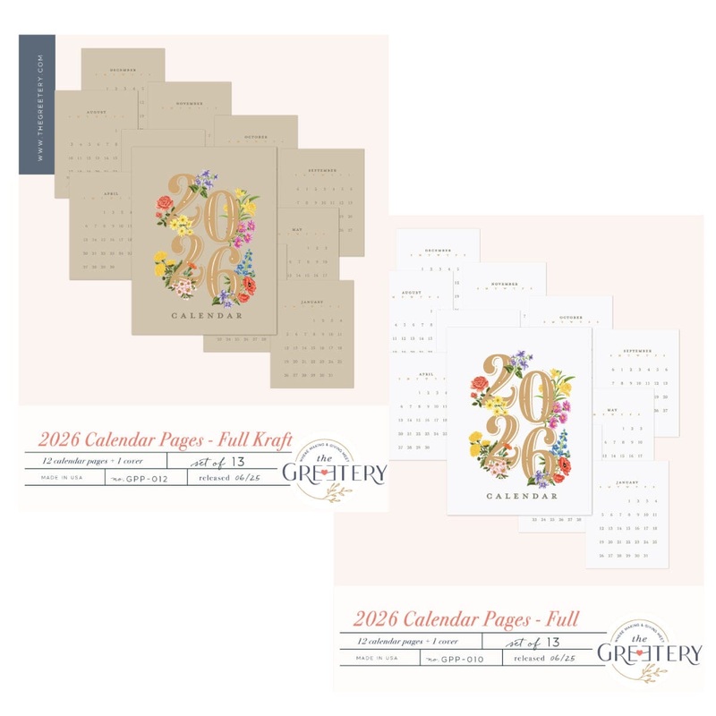 2026 Calendar Pages – Full|Soft White|Kraft