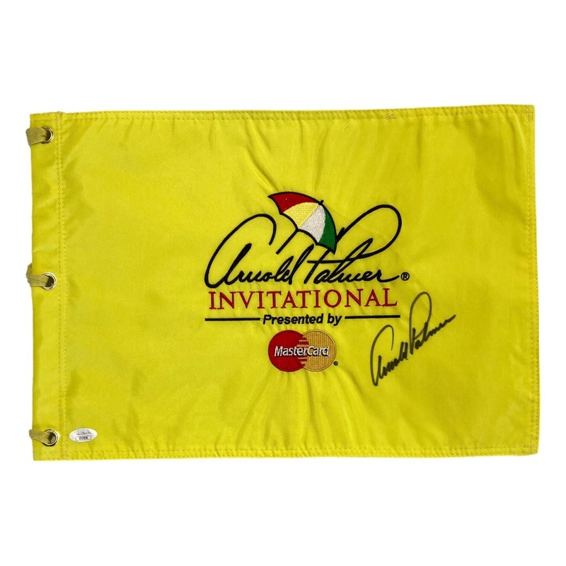 Arnold Palmer Signed Arnold Palmer Invitational Yellow Golf Flag JSA LOA