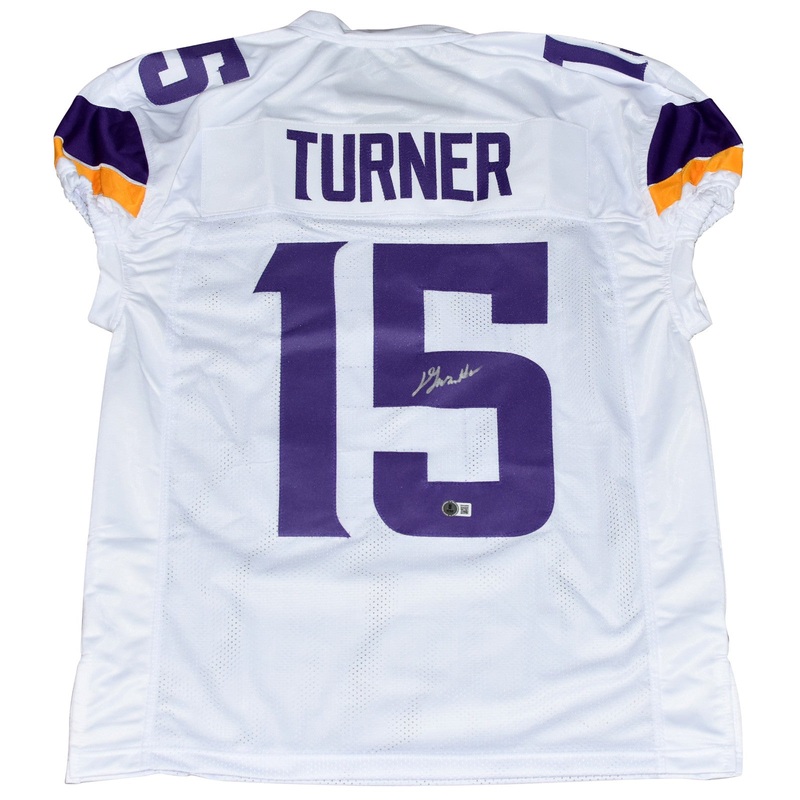 DALLAS TURNER SIGNED MINNESOTA VIKINGS #15 WHITE GAME CUT JERSEY BECKETT