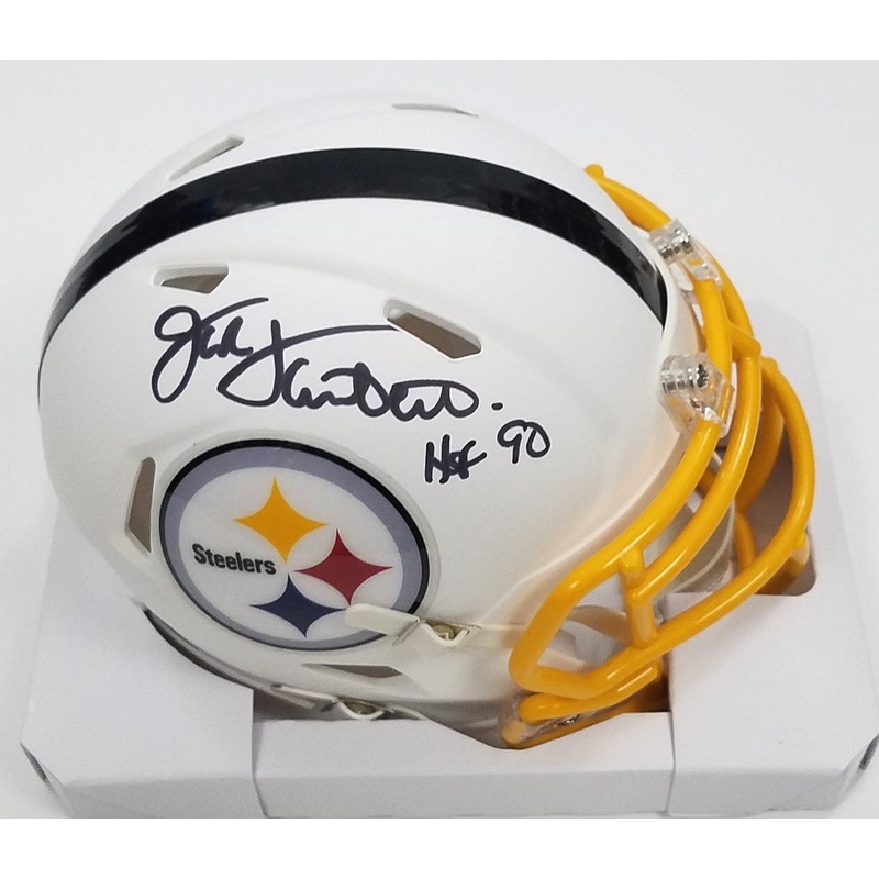 Jack Lambert Autographed Steelers Flat White Speed Mini Helmet W/HOF 90 Beckett