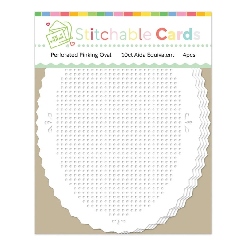 Waffle Flower Stitchable Cards – Perforated Pinking Oval