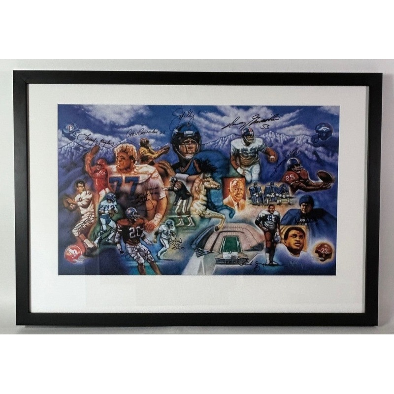 Denver Broncos Ring of Fame Framed Lithograph 36×25 – 12 Authentic Signatures