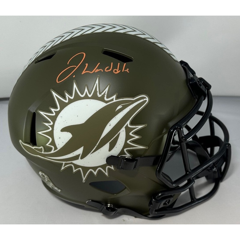 Dolphins JAYLEN WADDLE Signed Full Size SALUTE Replica Speed Helmet AUTO – BAS