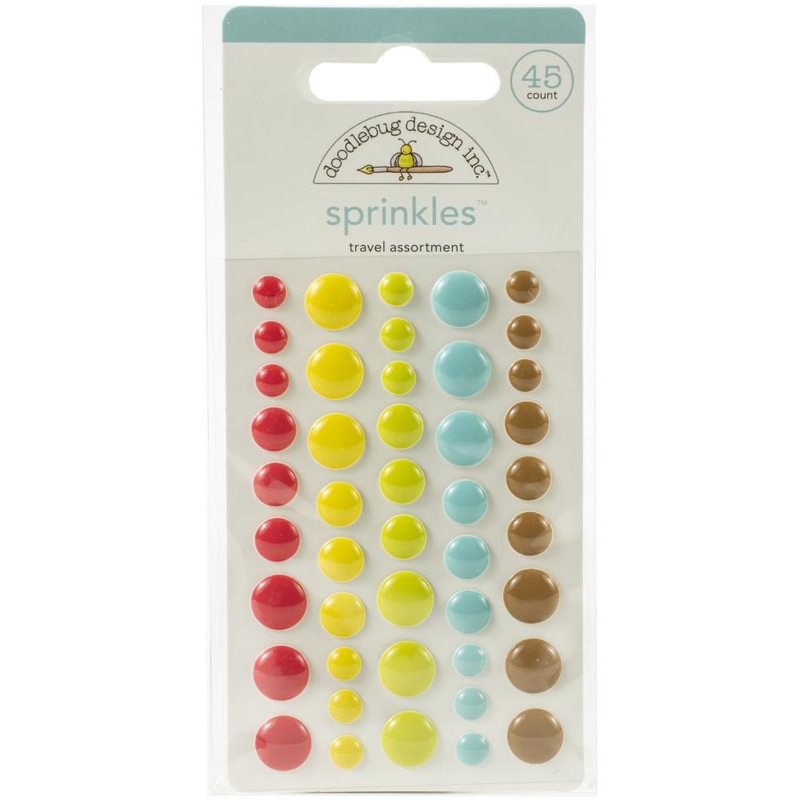 Doodlebug Sprinkles Adhesive Enamel Dots 45/Pkg Travel Assortment