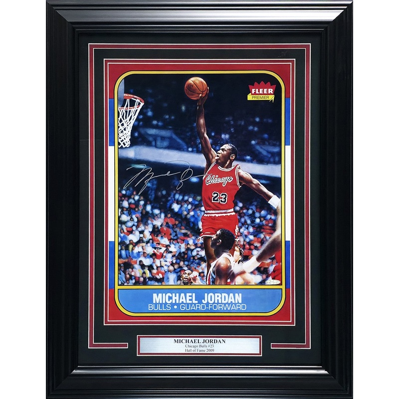 Michael Jordan Autographed Framed 1986 Fleer RC Blow Up Poster UDA BAM307260