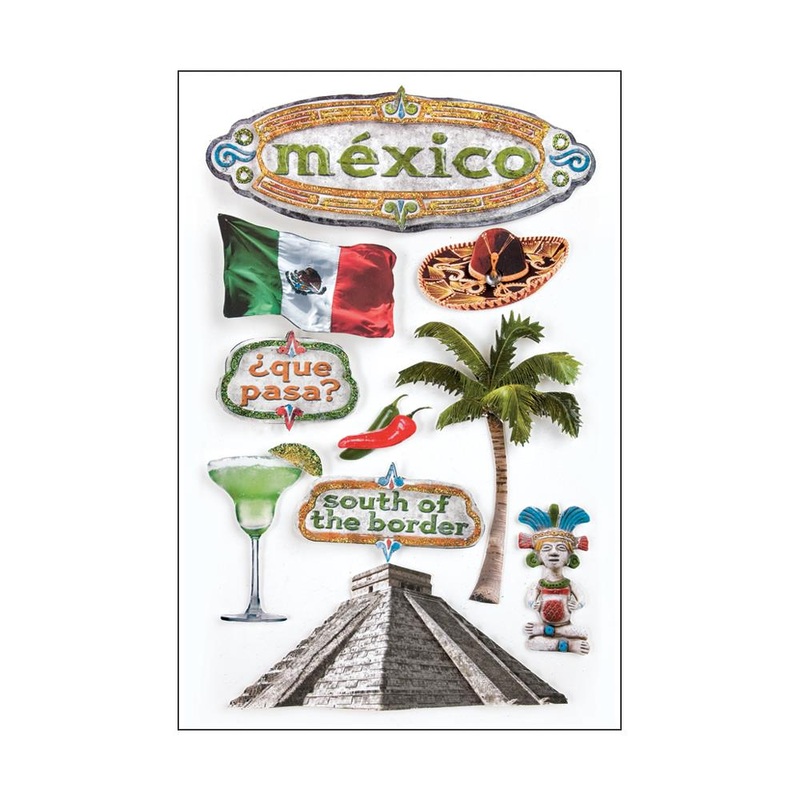 Paper House 3D Stickers 4.5X7.5 – Mexico